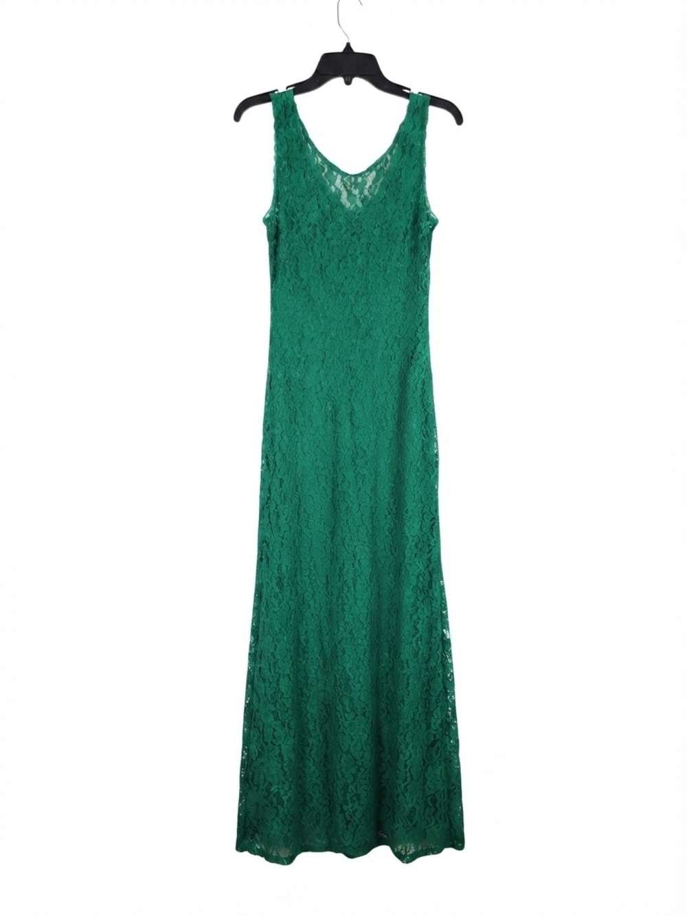 Emerald Green Sleeveless Floral Lace Sheath Maxi Dress Size XL